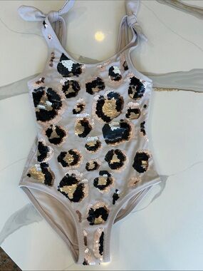 Shade Critters Girls 6 Leopard Sequin Tank Swimsuit 🥰